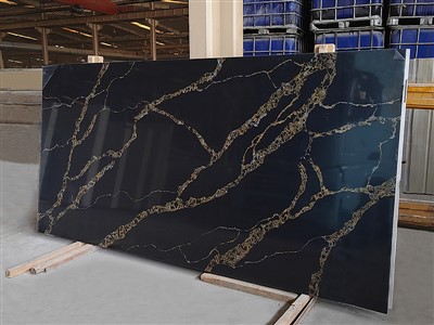 Black Calacatta Quartz With Gold Veins